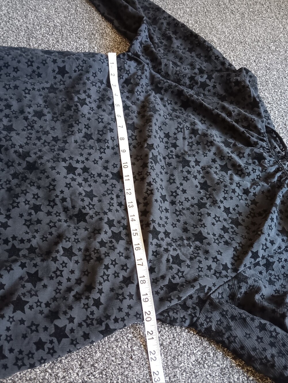 Velvet Burnout Witchy Black Star Dress Loft Medium Lined Midi Long Sleeve Goth - Picture 6 of 9